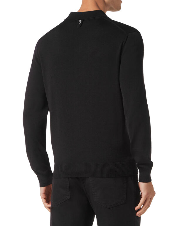 Wool and Silk Pullover Polo-Neck LS