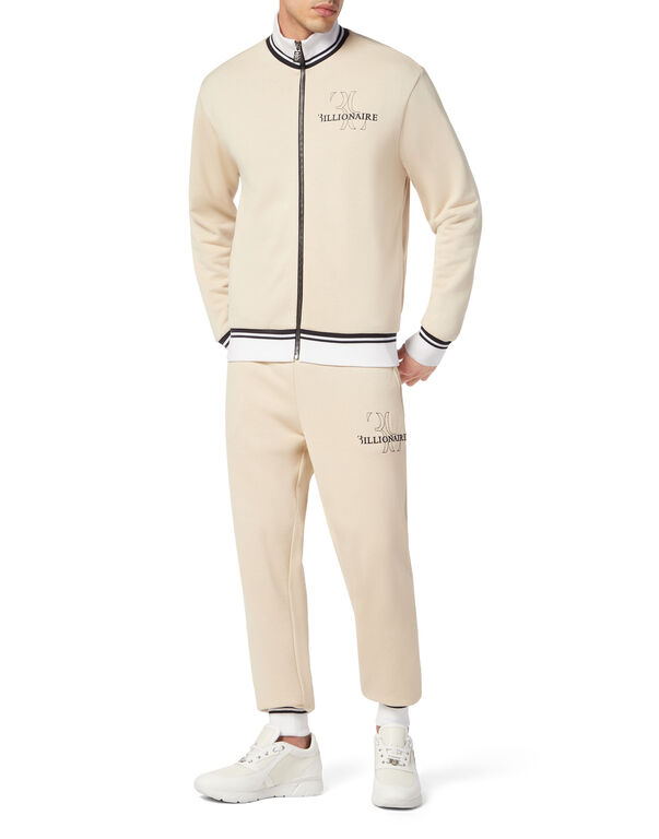 Fleece and Mix Silk Jogging Tracksuit: Top/Trousers