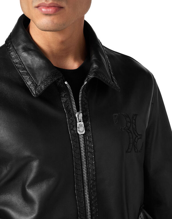 Leather Bomber with Pytone Inserts