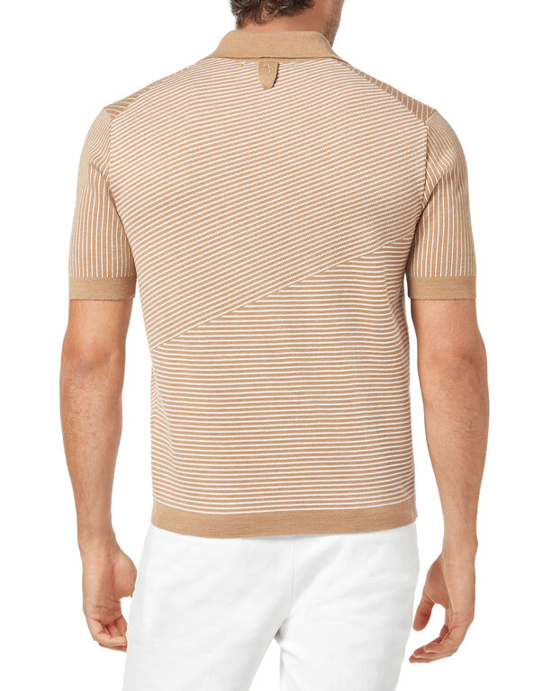 Wool and Cotton Pullover Polo-Neck SS Iconic