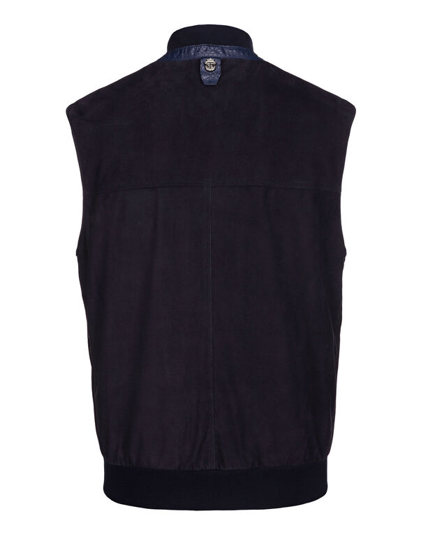 Leather Vest Short Crest