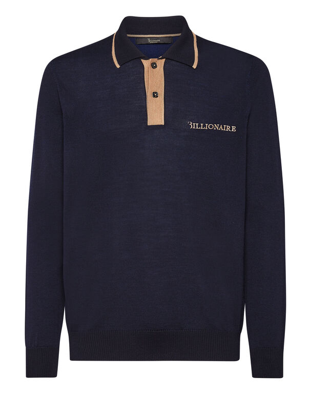 Wool Pullover Polo-Neck LS