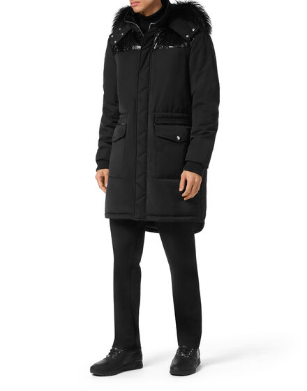 Nylon Parka With Python Inserts