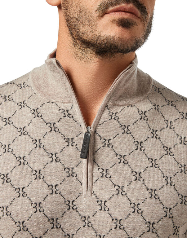 Pullover zip mock Jacquard All over BB