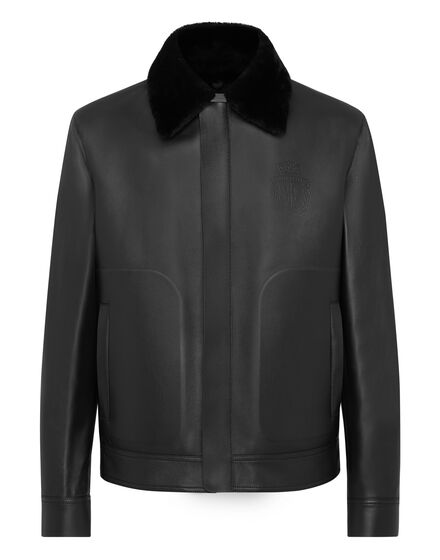 Leather Blouson with fur collar Crest
