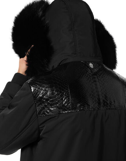 Nylon Parka With Python Inserts