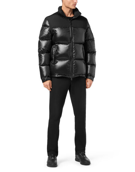 Nylon Down Jacket Bicolor Crest