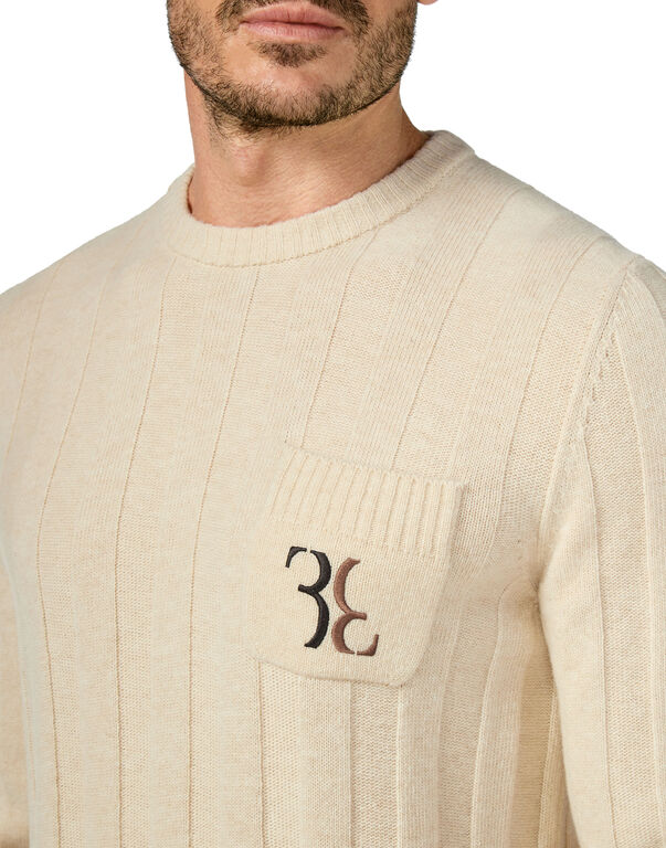 Wool Pullover Round Neck LS Double B