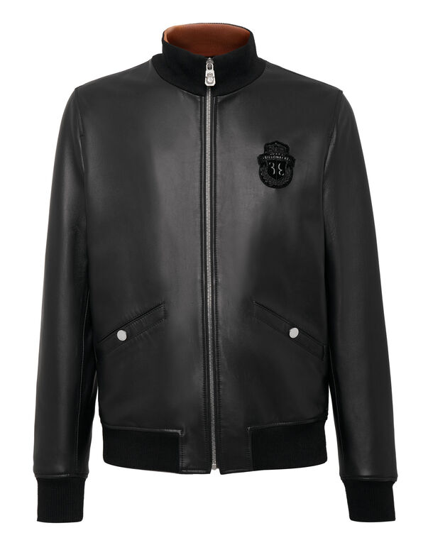 High Collar Leather Bomber
