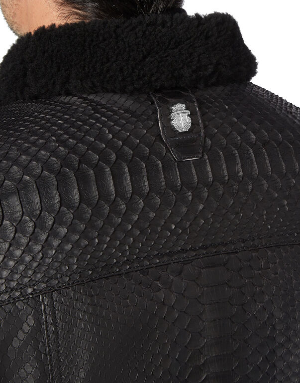Leather Jacket with Python Luxury