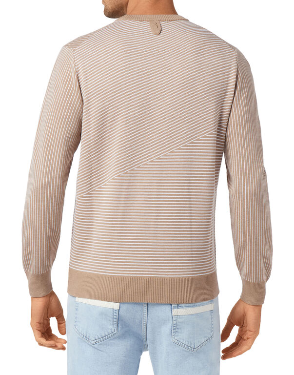 Wool and Cotton Pullover Round Neck LS Iconic