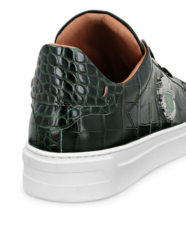 Croco Printed Leather Lo-Top Sneakers