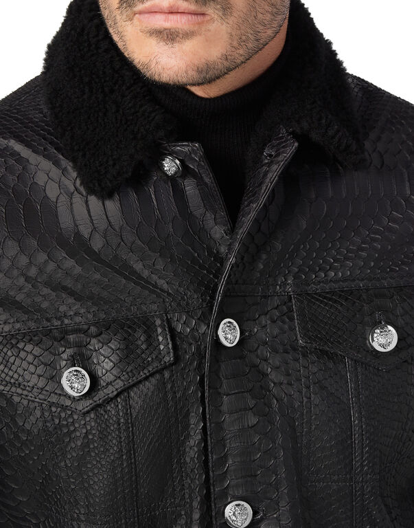 Leather Jacket with Python Luxury