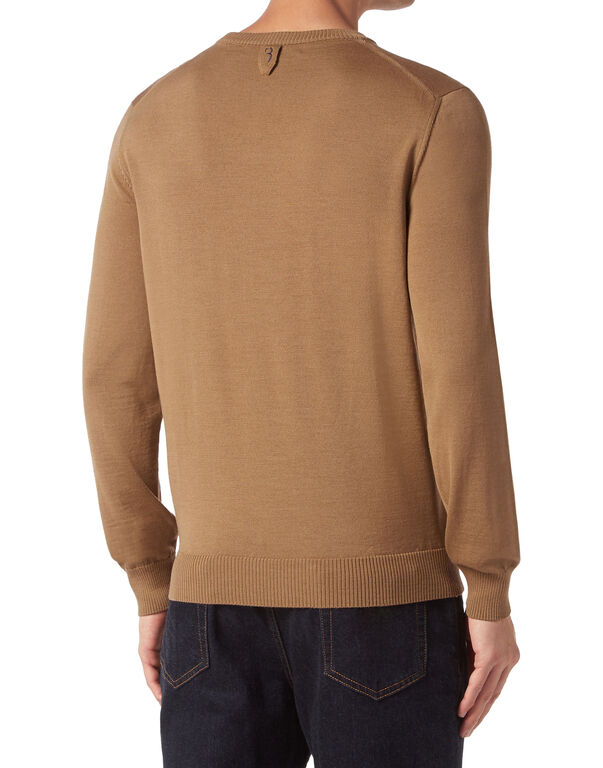 Wool and Silk Pullover Round Neck LS