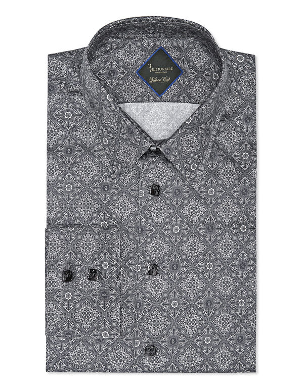 Shirt Silver Cut LS/Milano Floral Geometric