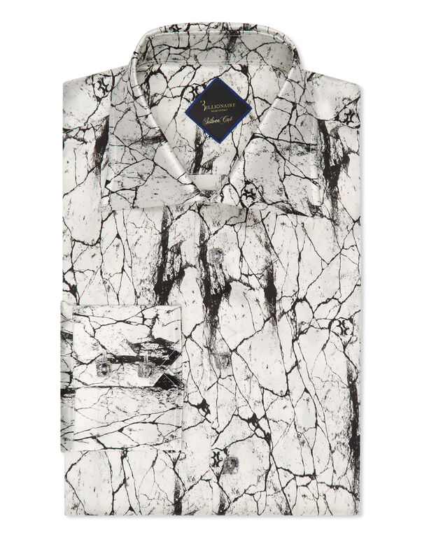 Silk Shirt Silver Cut LS/Flavio Marbled