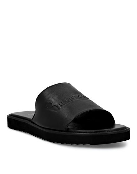 Leather Flat Gummy Sandals