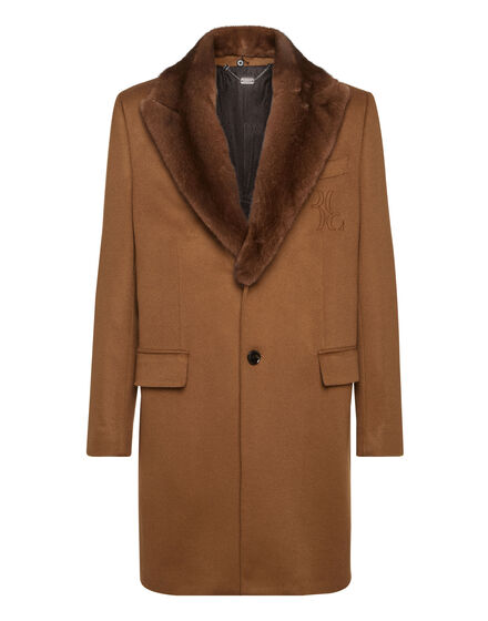 Cashmere Long Coat with Real Fur