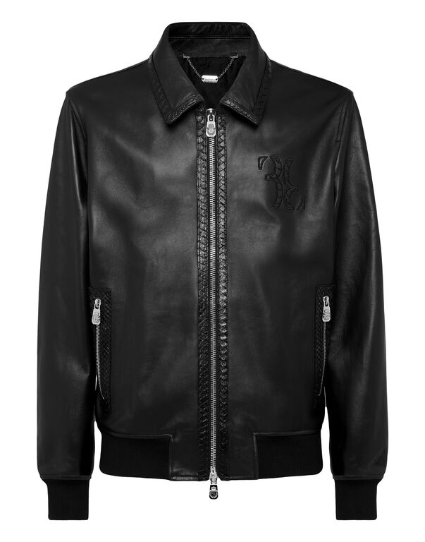 Leather Bomber with Pytone Inserts