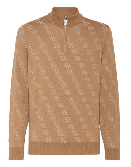 Wool and Silk Pullover zip mock