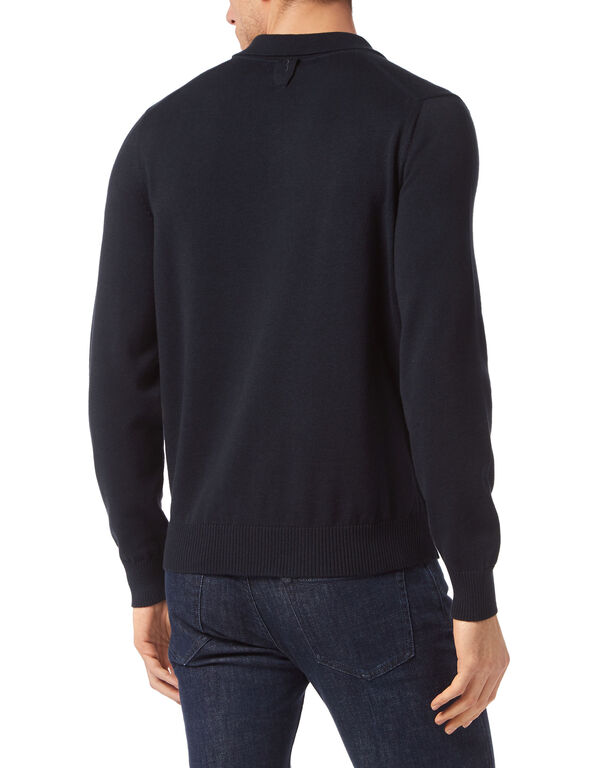 Wool/Cotton Pullover Polo-Neck LS