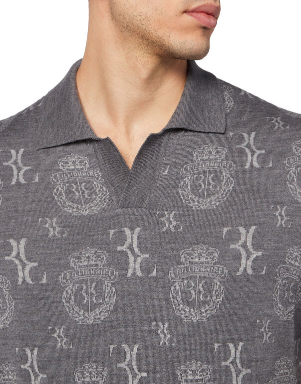 Wool Silk Jacquard Polo Shirt