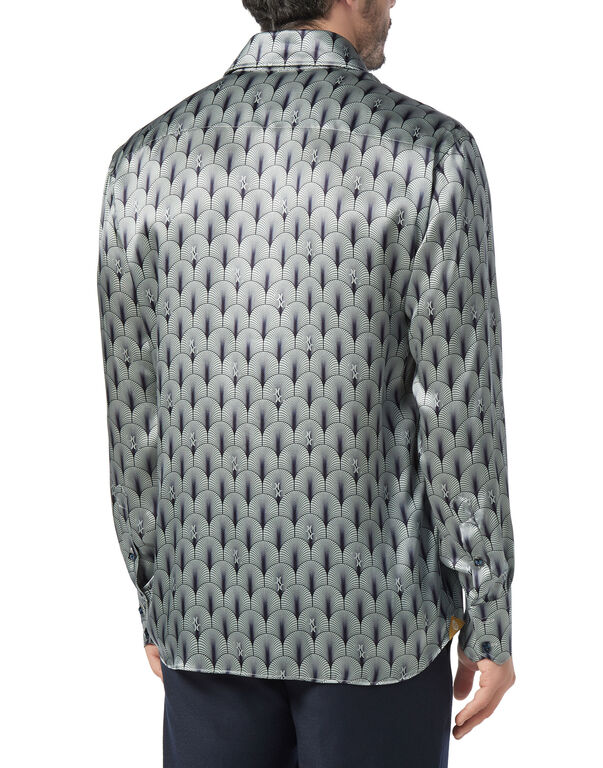 Silk Shirt Silver Cut LS/Flavio Geometric