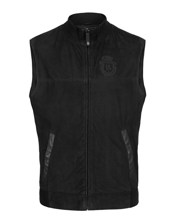 Leather Vest Short Crest