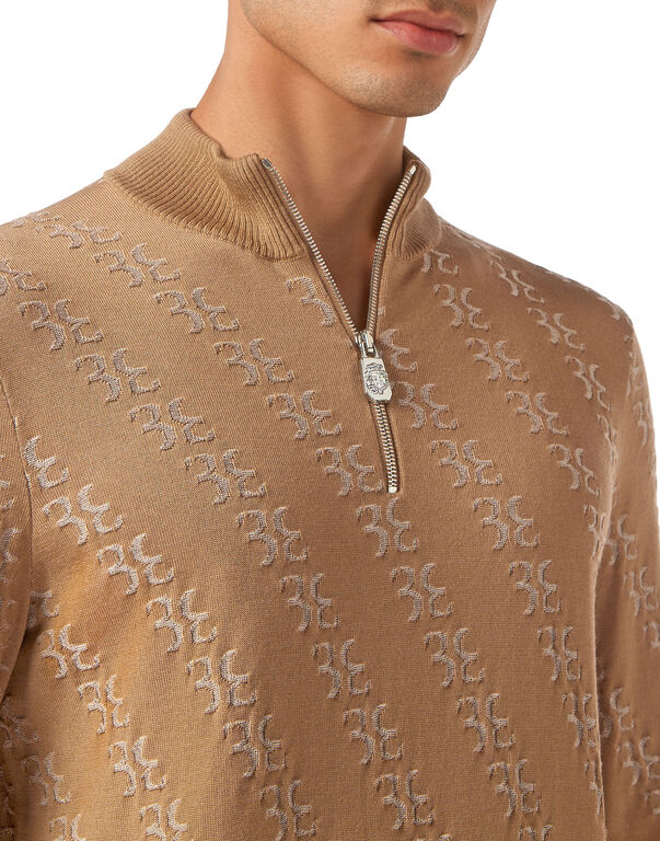 Wool and Silk Pullover zip mock