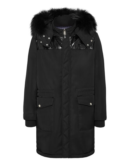 Nylon Parka With Python Inserts