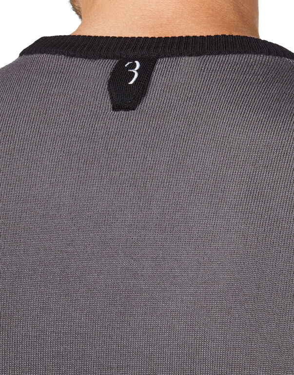 Merino wool Pullover Round Neck LS Color Block
