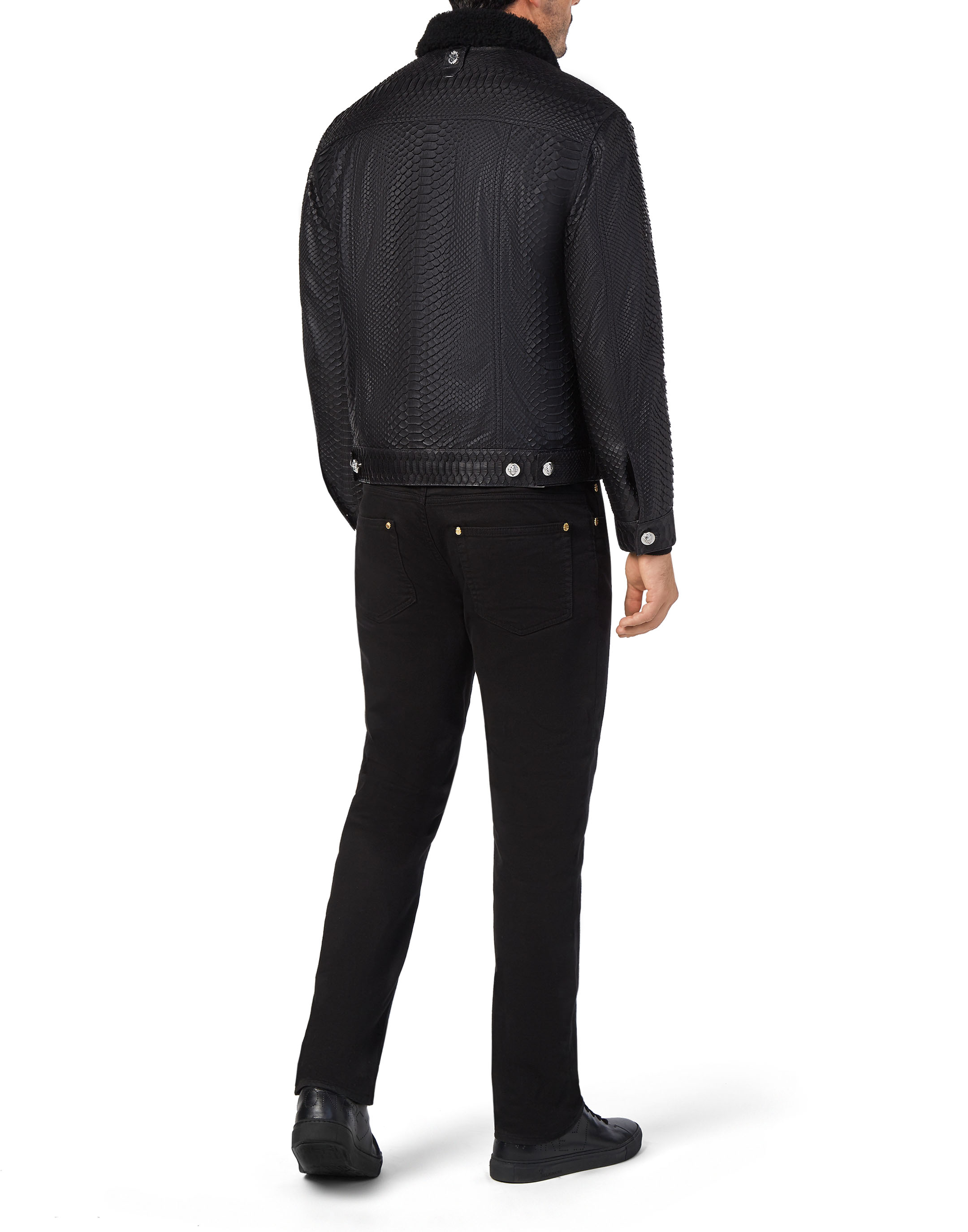 Leather Jacket with Python Luxury Billionaire Leather Jacket with Python Luxury Billionaire