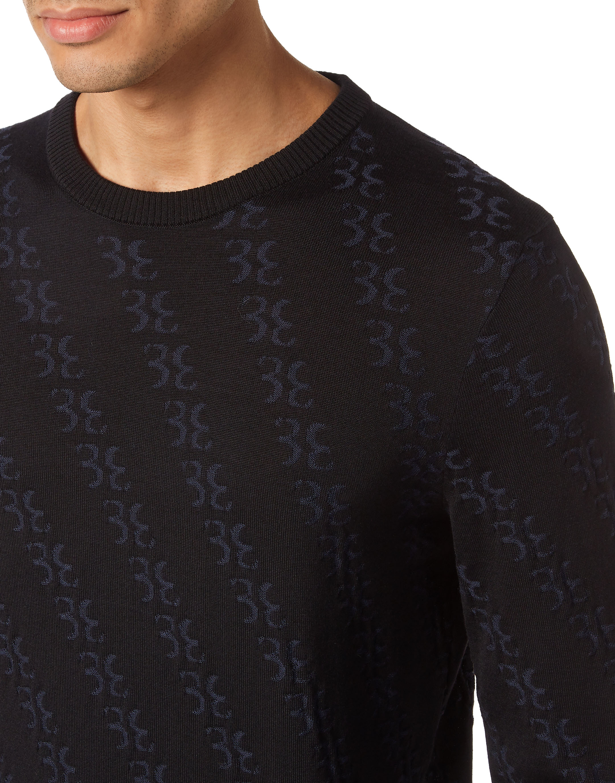 Louis Vuitton Blue Sweater 100% Wool Leather Patches Knit Men's Top  size L